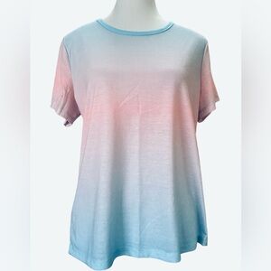 NWT CHALC Industry Ombre Pastel Blue & Pink Short Sleeve Tee Top M Spring
